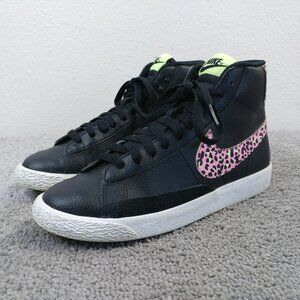 Nike Blazer Mid GS Girls Size 5Y Shoes Black Pink Cheetah DA4674-001